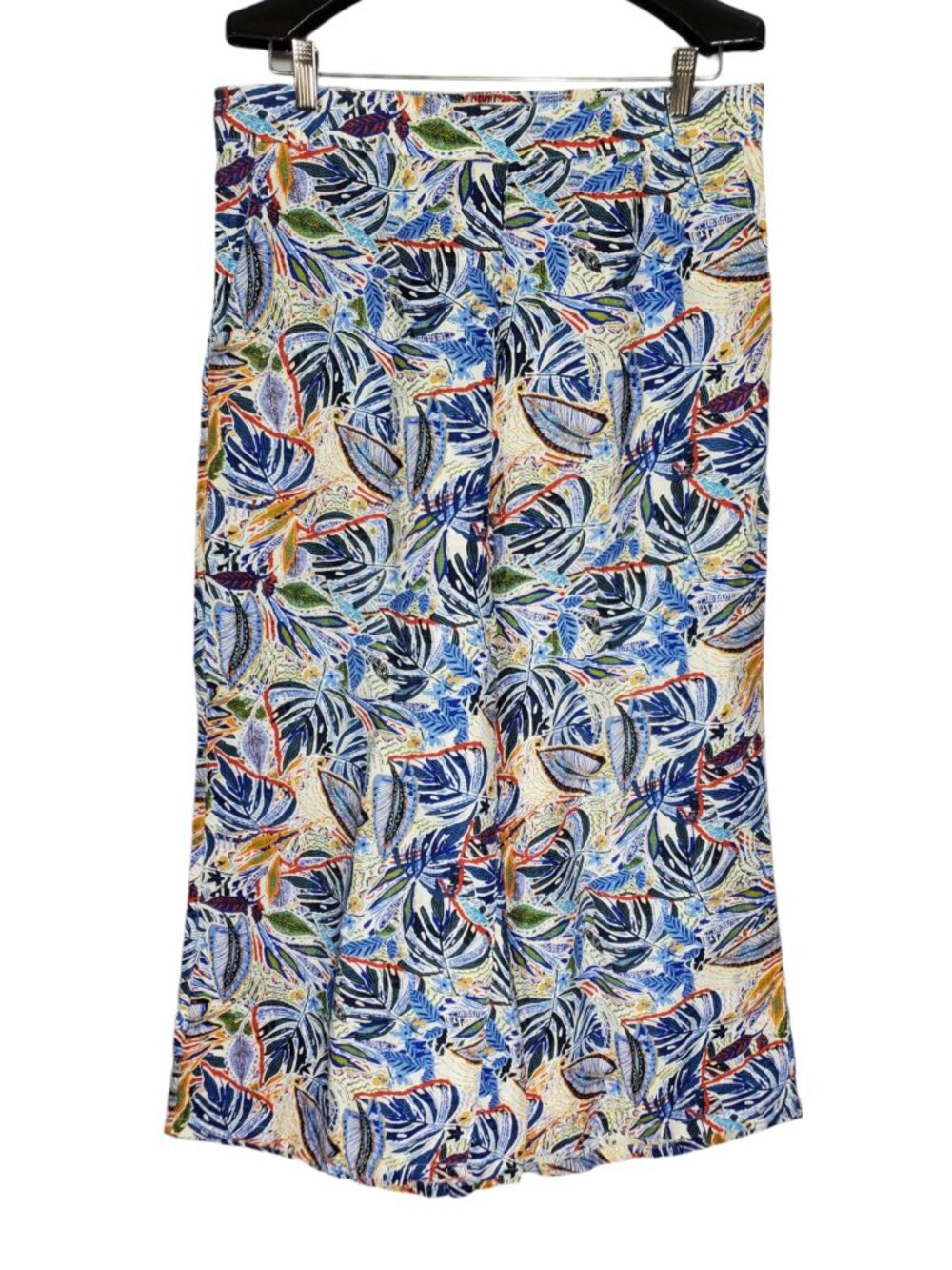 C&C California Festive Tropical Cropped Pants Women's XL 100% Linen Wide-Leg